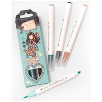 GOR- Gorjuss Lost in Wonderland Fiber Brush Markers Blues, Black, Brown