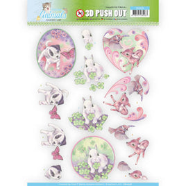 3D Push Out - Jeanine's - Young animals - Cuties in Purple