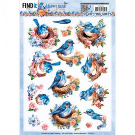 3D Push Out - Berries Beauties - Happy Blue Birds - Birds's Nest