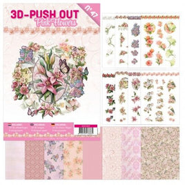 3D Push Out Book  No 47 - Pink Flowers