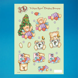3D - Die Cut -  Christmas Cute Teddy Characters - DECOUPAGE