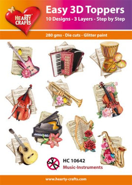 Hearty Crafts - 3D die- cut- Music Instruments - Pkt 10 different designs