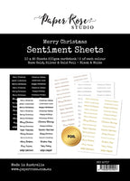 Paper Rose - Merry Christmas A5 size pkt 10 sheets Sentiment Sheets Foil printed