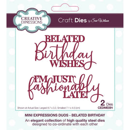 Creative Expressions -  Cutting Dies - Belated Birthday