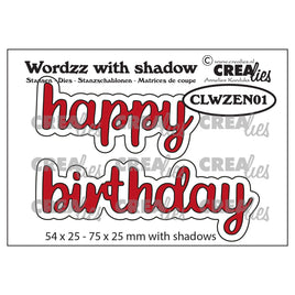 Crealies • Wordzz with shadow dies "Happy birthday"