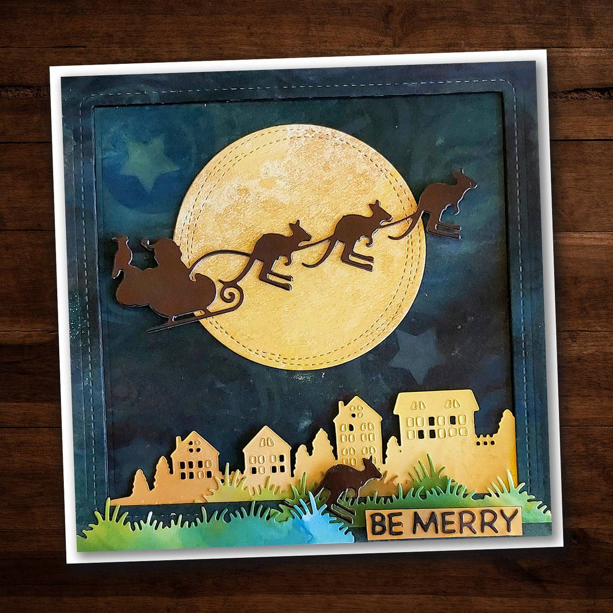 Paper Rose Santa's Sleigh With Kangaroos Metal Cutting Die Craftzone