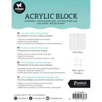 Studio Light - Essentials Acryl Stamp Block for Clear and Cling Stamps with Grid 12x12x0.8cm Nr.04