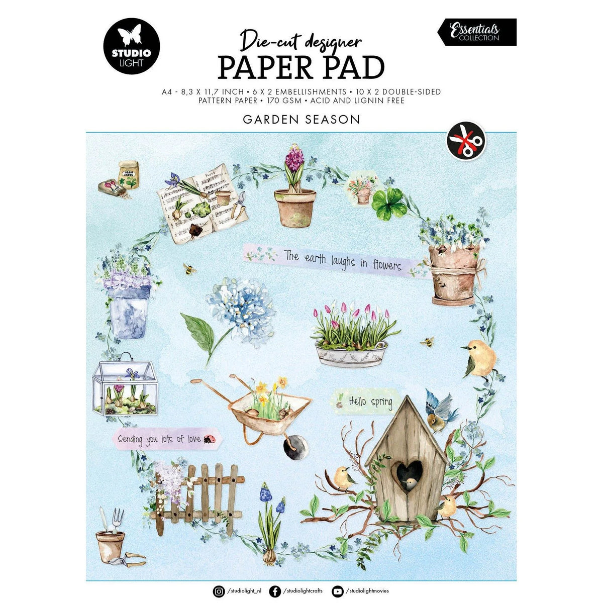 Studio Light - Essentials - A4 Die-Cut Paper Pad Garden Season ...