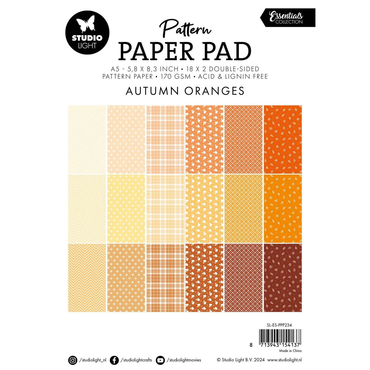 Studio Light • Essentials Pattern Paper Pad Shades of Orange| Craftzone ...
