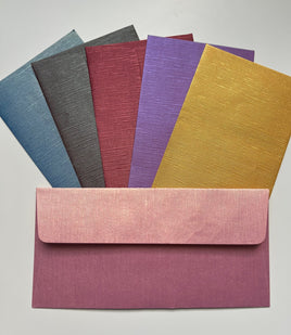 Slimline Envelope Embossed Metallic - Linen - available in many colours