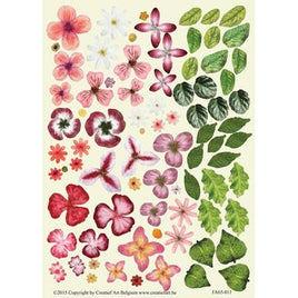 3D - Die Cut - Small Flowers & Leaves Cherry Red FA65-011