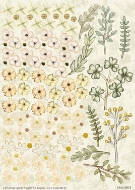 3D - Die Cut - Flowers & Leaves Ivory Colours FA65-0025