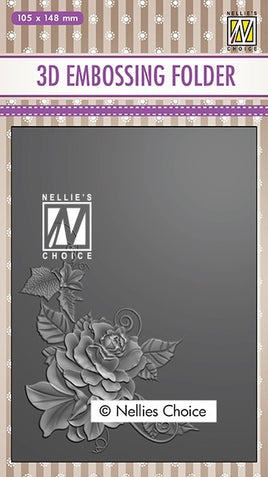 Nellie's Choice - 3D embossing folder -  Rose Corner