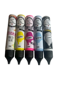 Art by Marlene - Acrylic Paint 3 colours, Special Effects Diamond & Sticky Glue set (5 pcs) Demo