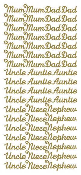 Peel-Off Stickers - Mum, Dad, Uncle, Auntie