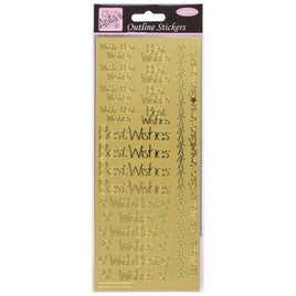 Outline Stickers - Regular Best Wishes - Gold