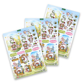 Katy Sue - 3D Die Cut Decoupage –  Garden Gnomes with Watering Cans