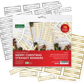 Katy Sue - Die Cut - Foiled Merry Christmas Straight Banners Selection, Pack of 4
