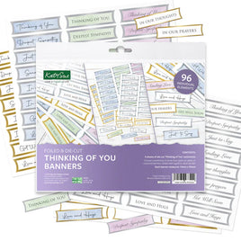 Katy Sue - Foiled Thinking of You Straight Banners Selection, 96 Sentiments