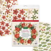 Katy Sue - 3D Die Cut Decoupage – Vintage Christmas, Die Cut Flowers & Leaves, 12 sheets
