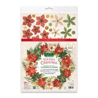 Katy Sue - 3D Die Cut Decoupage – Vintage Christmas, Die Cut Flowers & Leaves, 12 sheets