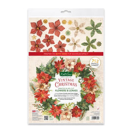 Katy Sue - 3D Die Cut Decoupage – Vintage Christmas, Die Cut Flowers & Leaves, 12 sheets