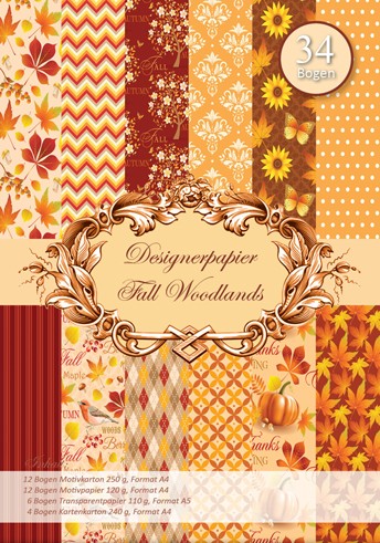 Reddy - Designer paper set FALL WOODLANDS ( orange-rot )| Craftzone ...