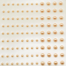 Adhesive half pearls 3+5mm 108pcs Creme