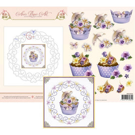 3D Card Embroidery Sheet - Cupcakes -No 16