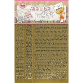 JeJe - ABC & 123 Peel off stickers set 2, Gold 3 sheets