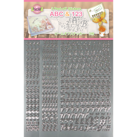 JeJe - ABC & 123 Peel off stickers set 2, Silver 3 sheets