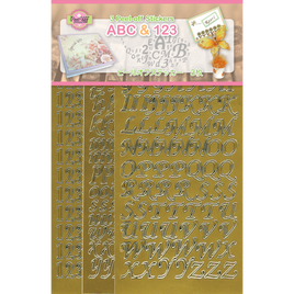 JeJe - ABC & 123 Peel off stickers set 3, Gold, 3 sheets