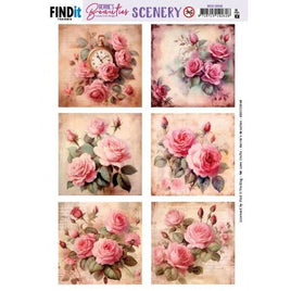 3D Push Out -Scenery - Berries Beauties - Pink Roses - square