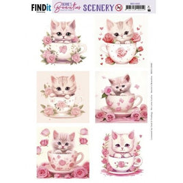 Scenery Push out - Berries Beauties - Kitten in Cup - Square