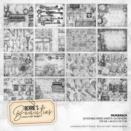 Paperpack - Berries Beauties - Black and White - A4 pkt 16 sheets