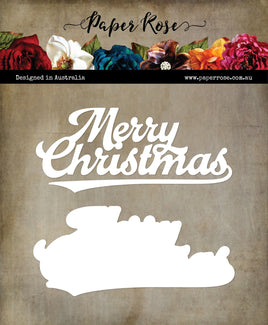 Paper Rose - Large Fancy Script Layered Merry Christmas Metal Cutting Die 32442