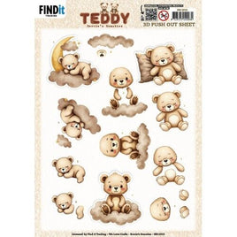 3D Push out Sheet - Berries Beauties - Teddy - Clouds