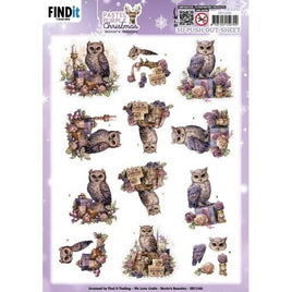 3D Push Out - Berries Beauties - Pastel Purple Christmas - Owl