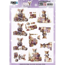 3D Push Out - Berries Beauties - Pastel Purple Christmas - Mouse