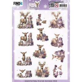 3D Push Out - Berries Beauties - Pastel Purple Christmas - Deer
