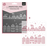 Vaessen Creative • 3D Embossing Folder & Stencil Over the Rooftops 5.9x5.9″