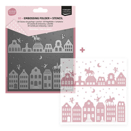 Vaessen Creative • 3D Embossing Folder & Stencil Over the Rooftops 5.9x5.9″