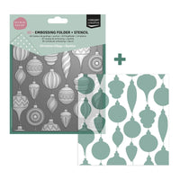 Nellie's Choice - 3D Embossing Folder + Stencil Christmas Baubles 5.9"x5.9"