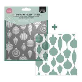 Nellie's Choice - 3D Embossing Folder + Stencil Christmas Baubles 5.9"x5.9"