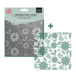 Nellie's Choice - 3D Embossing Folder + Stencil Christmas Rose 5.9x5.9"