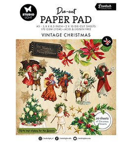 Studio Light - A5 Die-cut Designer Paper Pad - Vintage Christmas 24 sheets