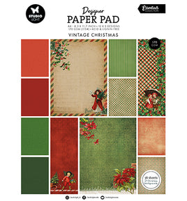 Studio Light - A4 Designer Paper Pad - Vintage Christmas 36 sheets