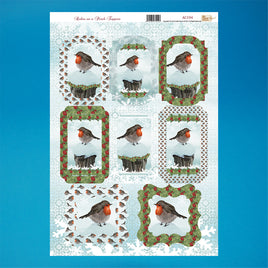 3D - Die Cut -  Christmas Toppers  Robin - DECOUPAGE