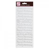 
              Outline Stickers - Happy Birthday - Silver On White ANITA'S
            