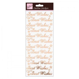 Outline Stickers -  Best Wishes - Rose Gold On White
